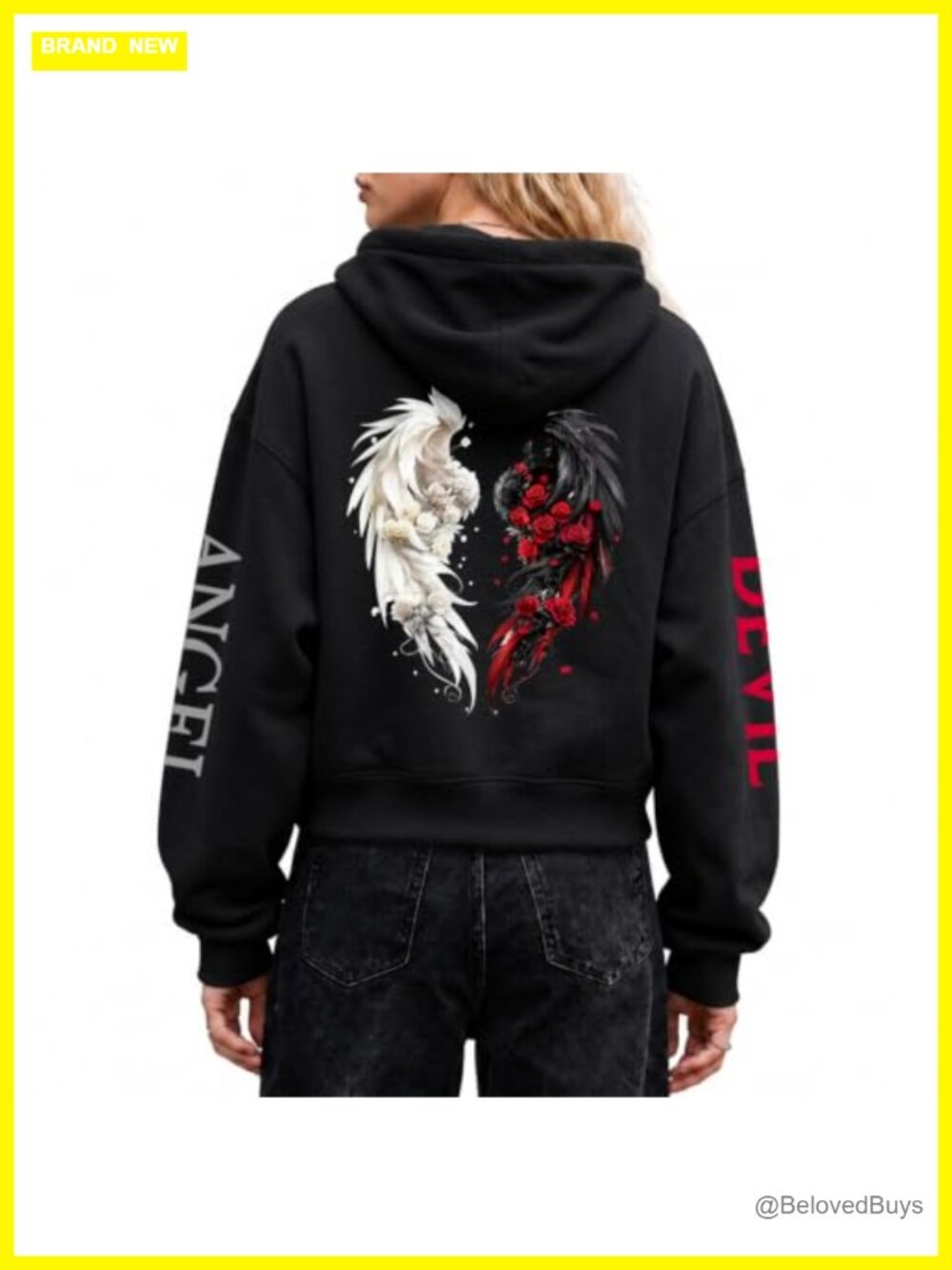 Cropped Graphic Hoodie Y2K Grunge Streetwear Pullover Cotton Blend